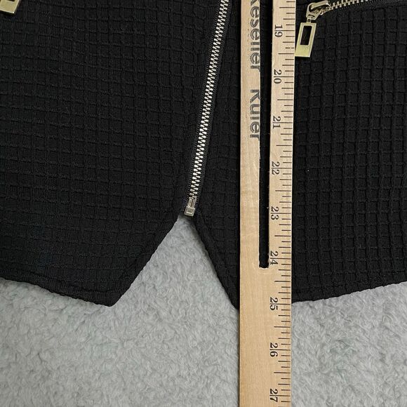 Chicos PM Waffle weave moto jacket Asymmetrical zipper leopard lined stretch - Picture 10 of 10